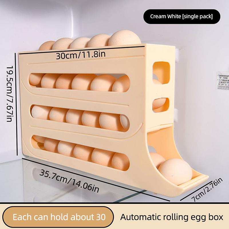 Автоматический прокручивающийся держатель для яиц, ящик для хранения, корзина для яиц, контейнеры для еды, держатель для яиц, органайзер для холодильника бежевый