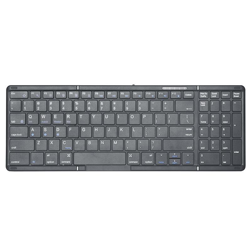 Three-Fold Wireless Bluetooth Keyboard with Touchpad for Mobile and Tablet