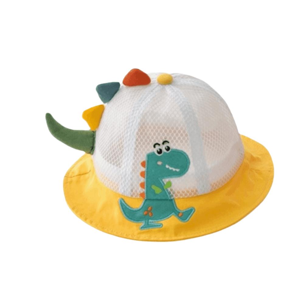 Wide Brim Dinosaur Sun Hat Breathable Mesh Panama Hat Adorable Children Fisherman Cap Beach жёлтый