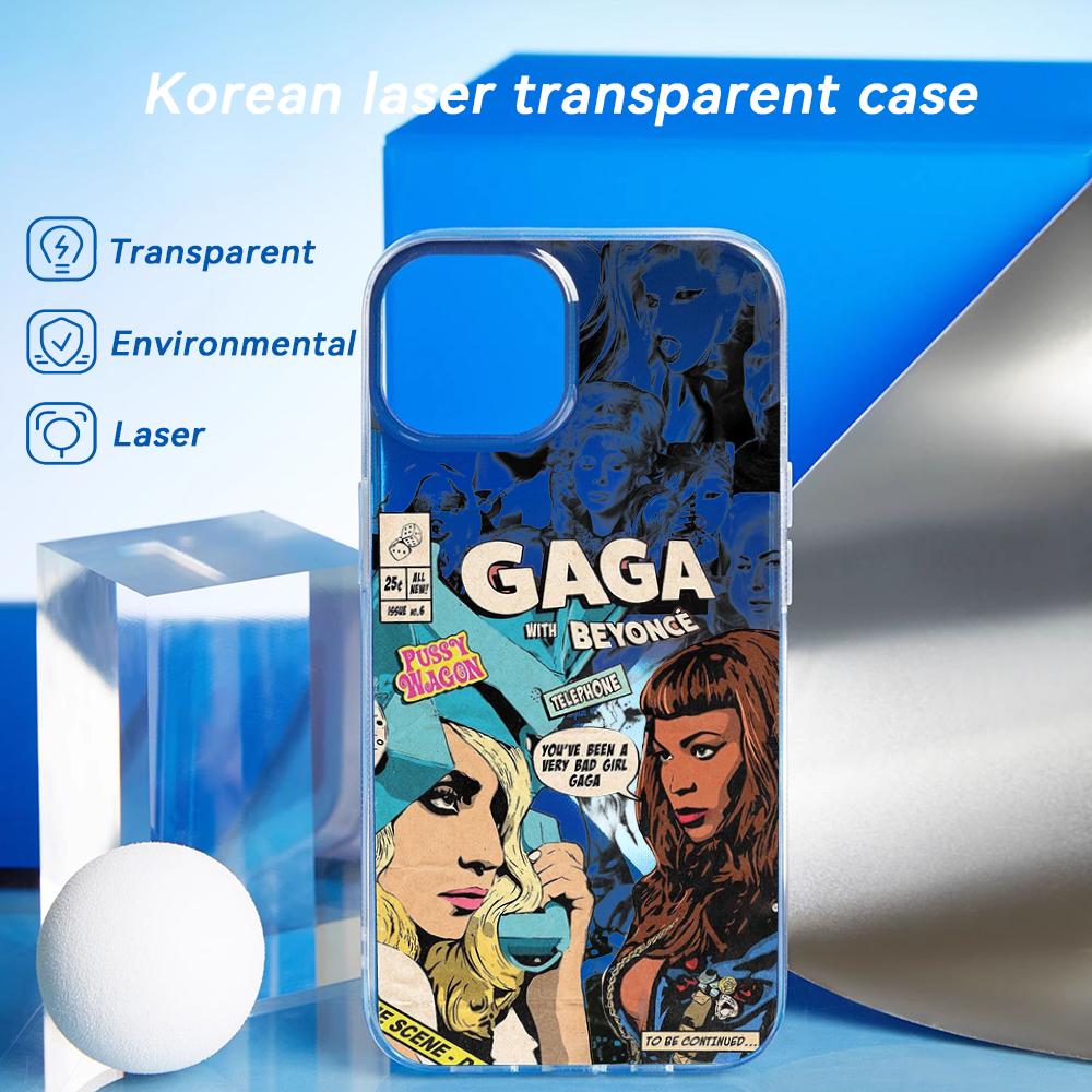 Hot singer Lady gaga mayhem poster Phone Case Laser gradient Transparent Phone Case For iPhone 17 16 15 14 13 12 Pro Max Plus