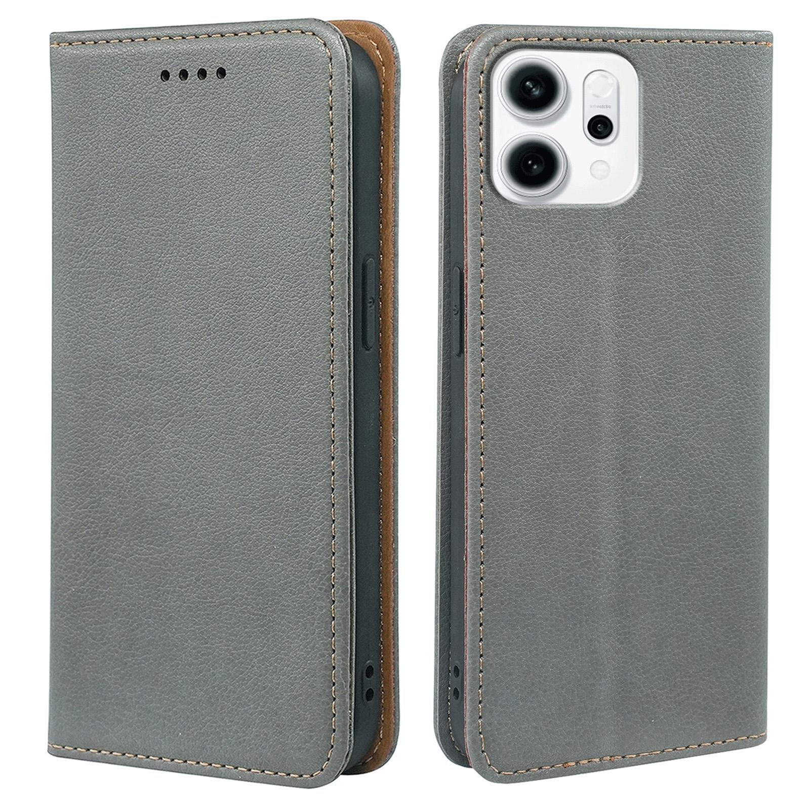

For Oppo Reno14 F 5G Case Wallet RFID Blocking Leather Phone Cover Strong Magnetic Closure Grey