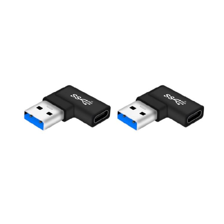 1Pair USB C To USB 3.0 Adapter 90 Degree Type C Connectors for Device Connectivitys and Charging