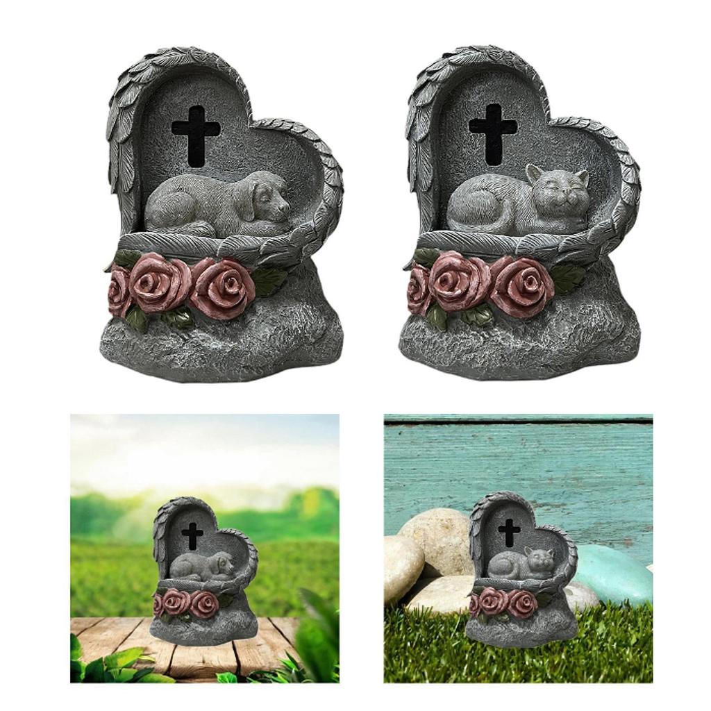 Small Animal Monumen Yard Decoration Compact Memorial Gifts Waterproof Outside Loss of Pet Gift Sola Powered Pet Grave Marker