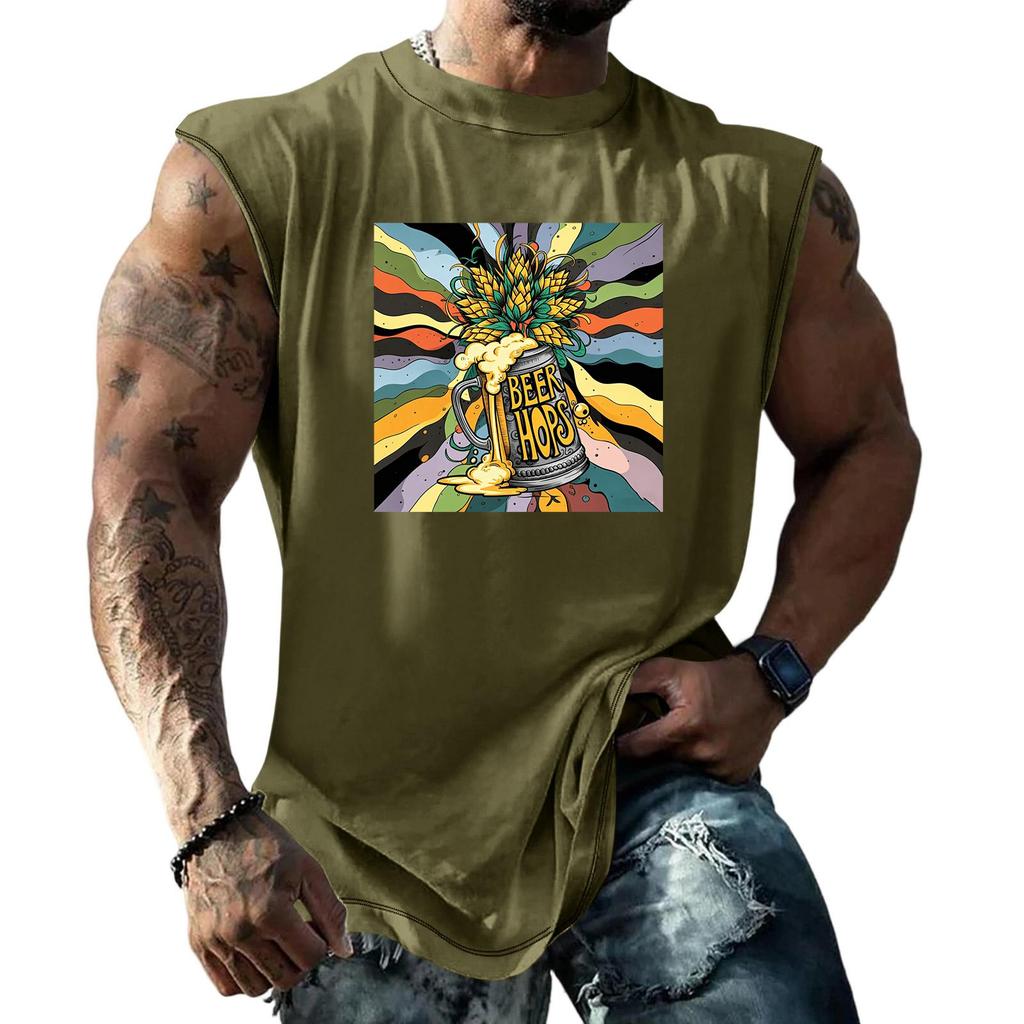 Men Sleeveless Tank Top Loose Fit Casual Streetwear Summer Beach Holiday Daily Wear Printed Graphic Muscle Shirt