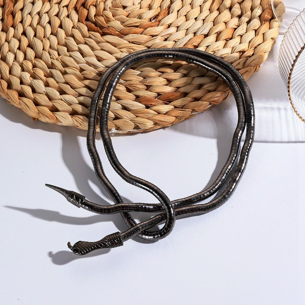 Trendy Animal Snake Choker Necklace With Multilayer Metallic Design Women For