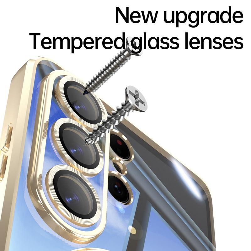 Magnetic Ring Stand Plating Case For Samsung Galaxy S26 Ultra S25 Edge S24 FE Plus Luxury Lens Protector Clear Back Shockproof Soft Silicone Cover