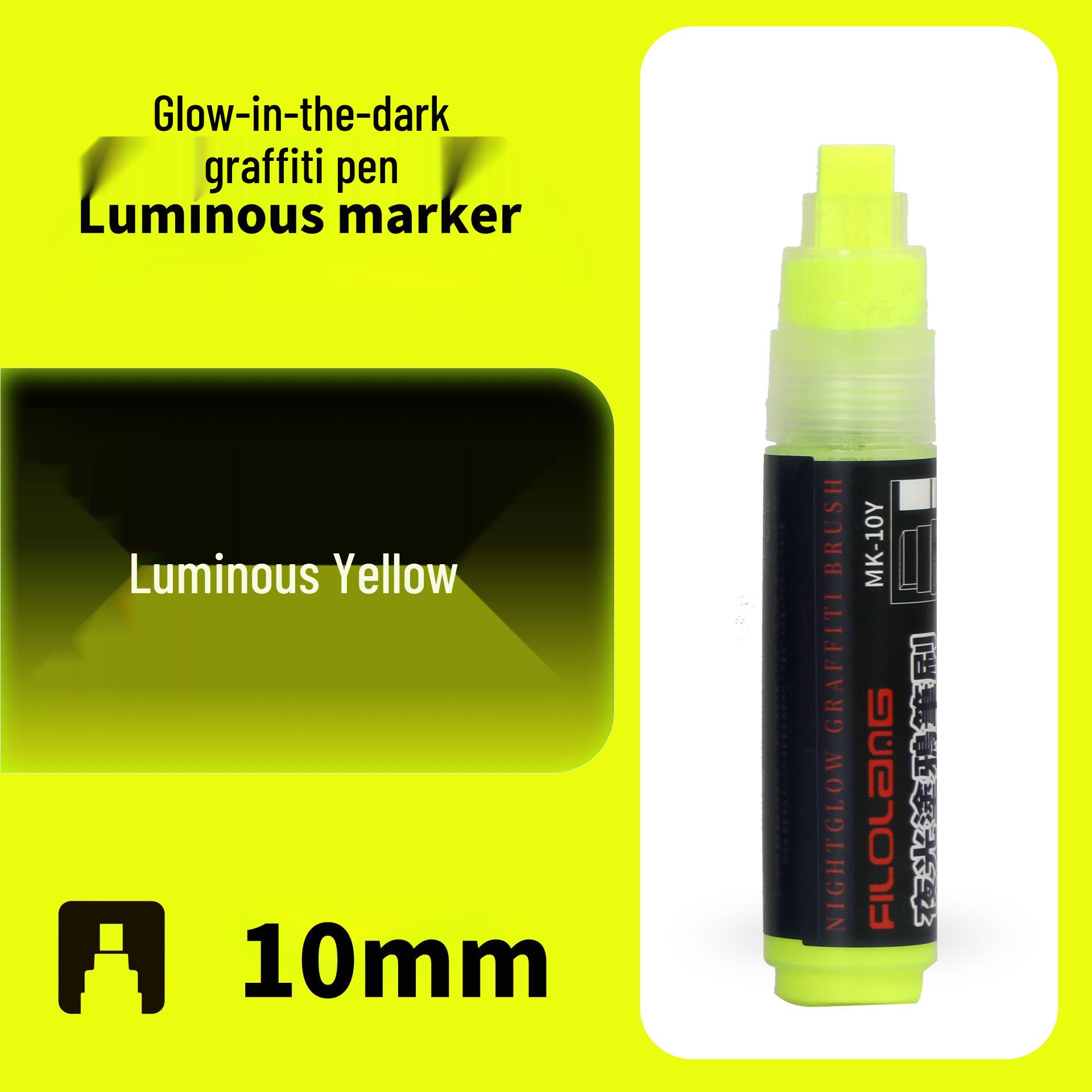 Светящийся арт-маркер для граффити Feiluo Lang с широким наконечником - Заправляемая флуоресцентная ручка с толстым наконечником жёлтый