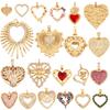 Classics Love Heart Cubic Zirconia Charm Pendant,Fashion Heart Shape Hollow Gold Plated Colourful Craft Jewelry Supply L38
