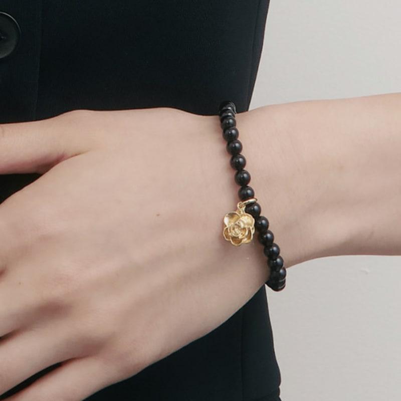 

SOSOO Natural Stone Black Onyx Rose Bracelet 18cm