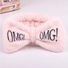 Versatile Candy Color Omg Letters Bow Headband Coral Fleece For Daily Facial Routines