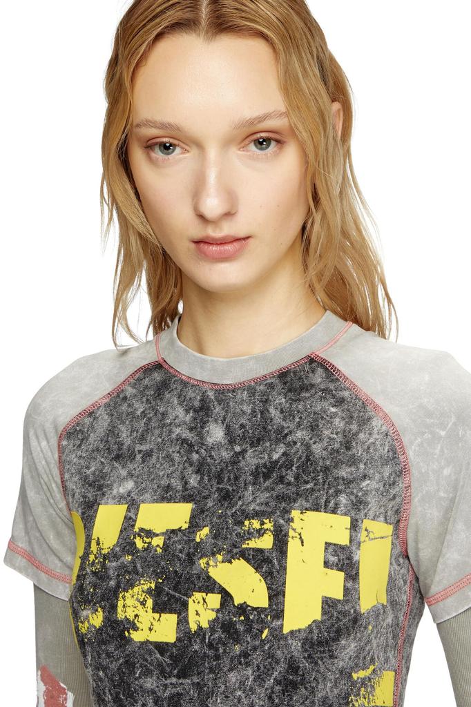 Diesel Mini Dress A166330SLBB L Black X Ivory 900A Women's D-BUXT-Q1