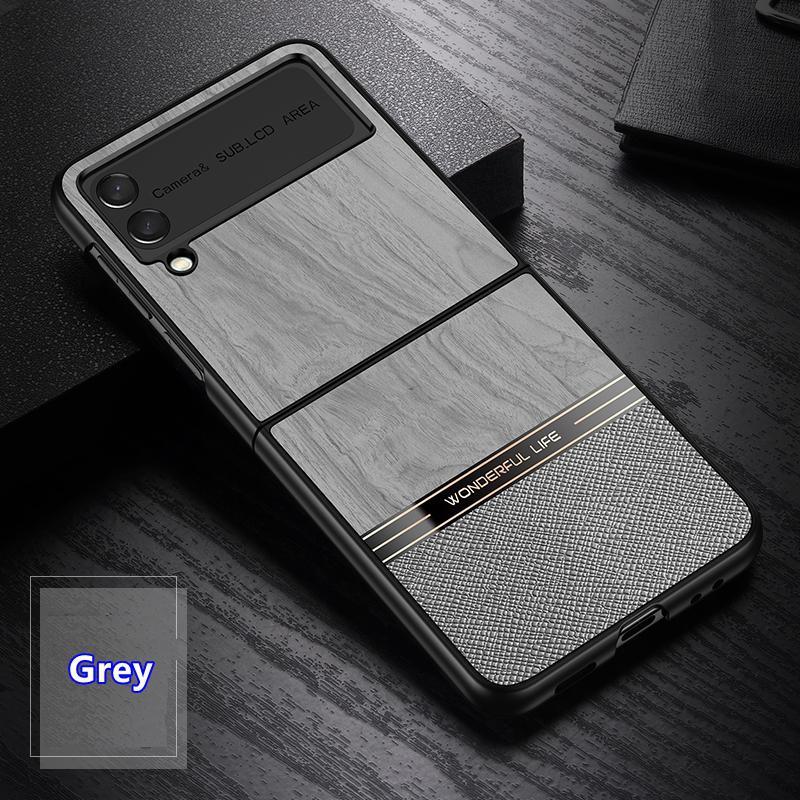 

Роскошный кожаный чехол для Samsung Galaxy Z Flip 5 4 5G Ультратонкий защитный чехол с рисунком коры для Samsung Z Flip 4 3 Shell galaxy z flip 5 серый