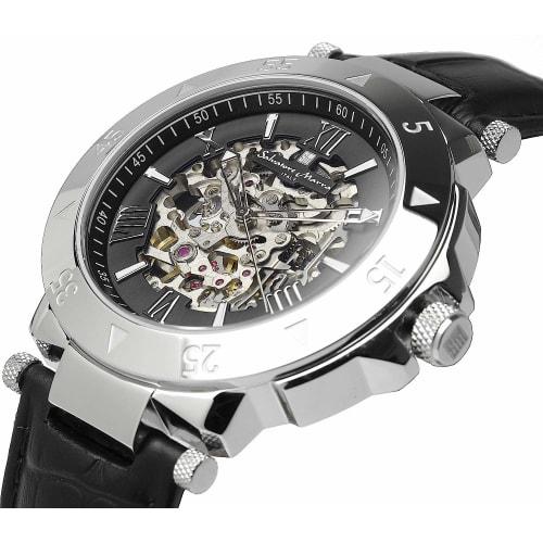 Salvatore Marra Men's Automatic Skeleton Watch, Black, for Business and Formal Wear