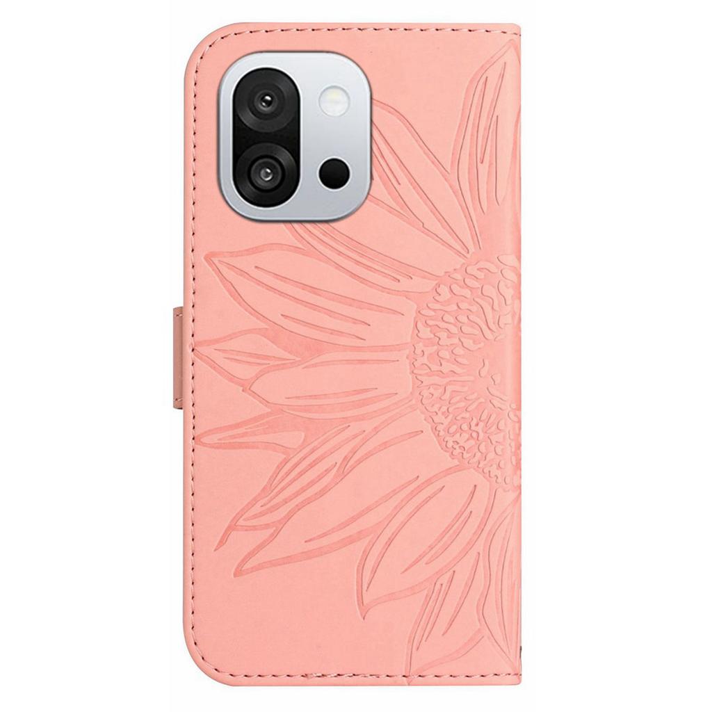 For OnePlus 13T 5G Case Sunflower Imprint Leather Wallet Phone Cover with Wrist Strap