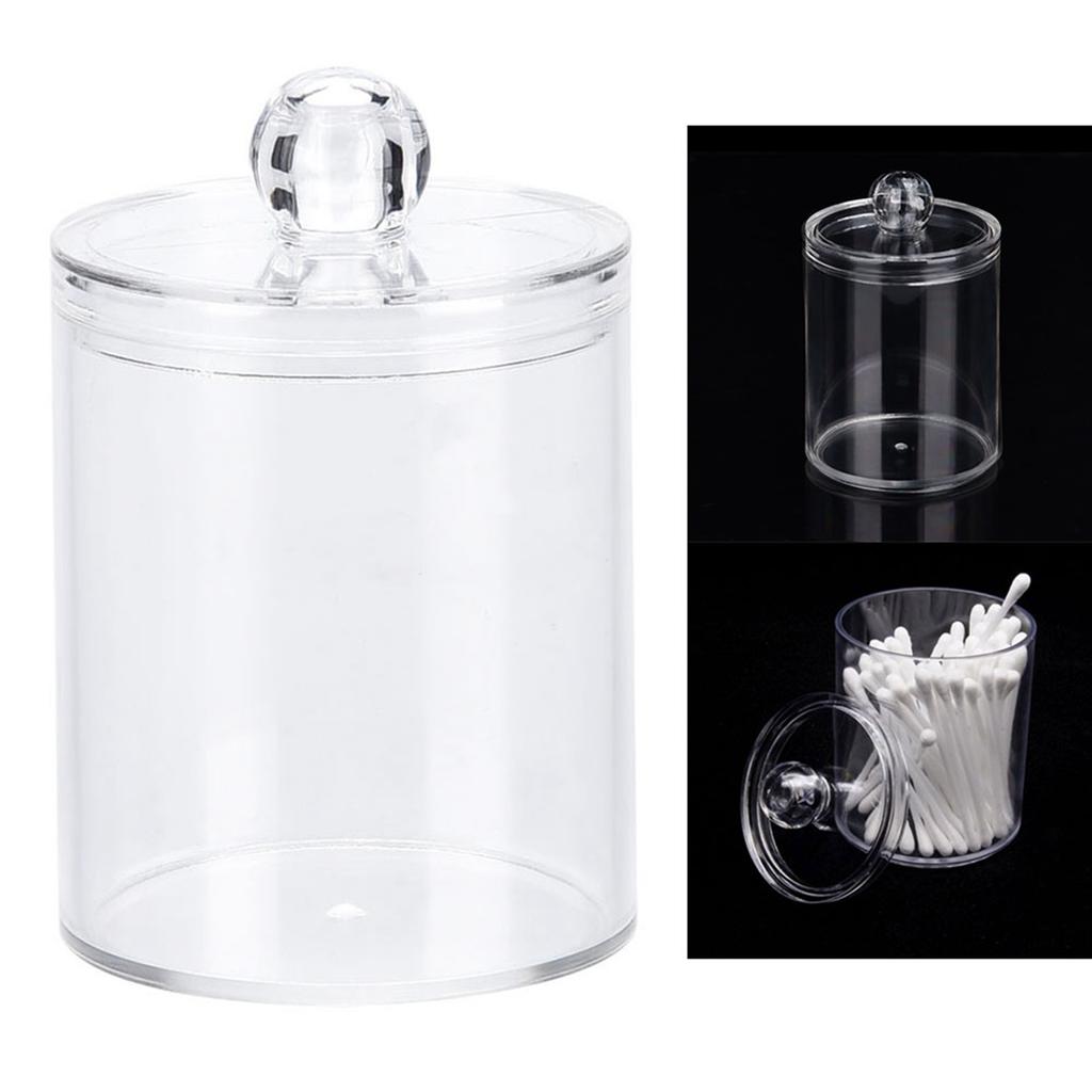 Transparent Round Cotton Bud Case Acrylic Cotton Swab Holder Storage Container Organizer