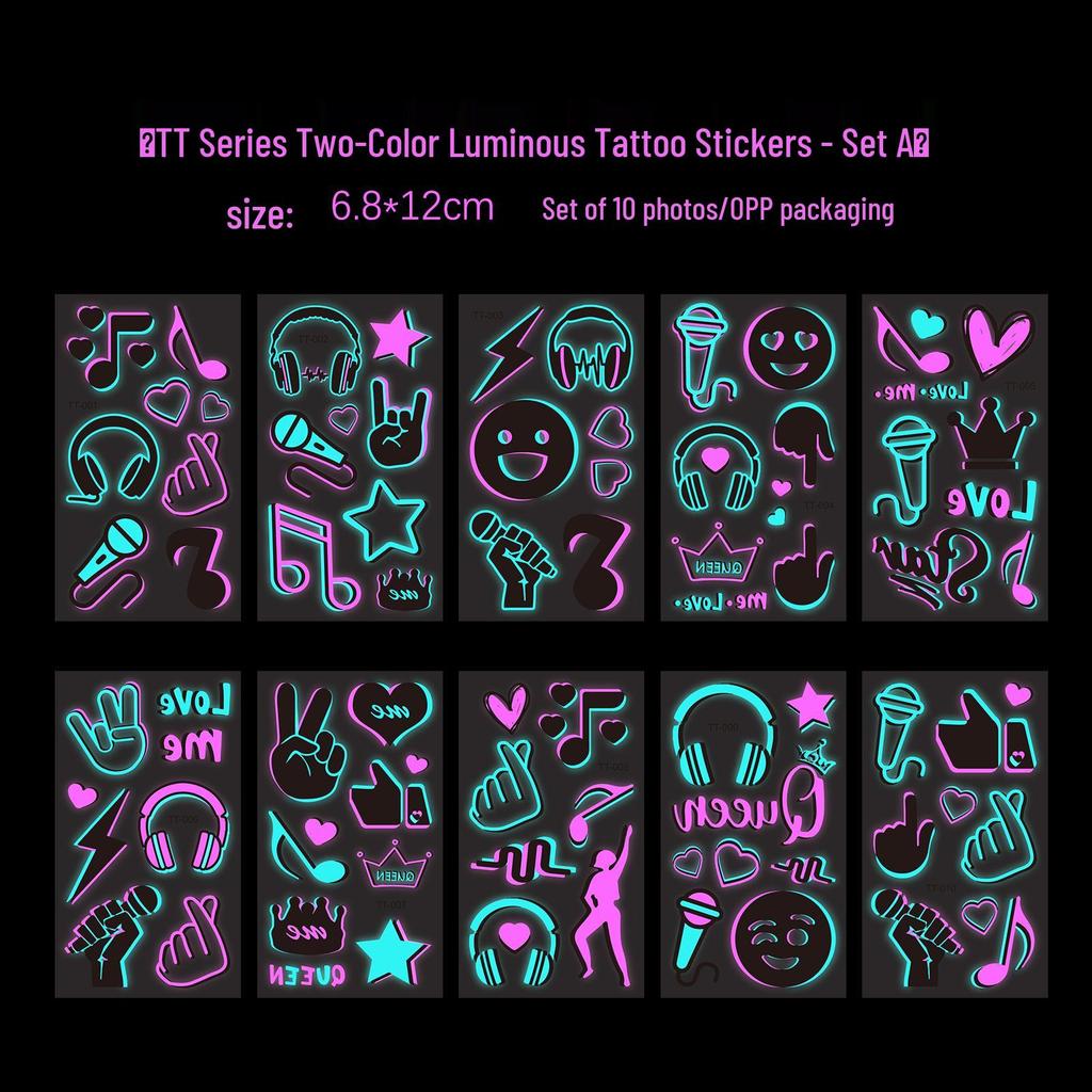 New Two-Color Luminous Tattoo Stickers for Nightclubs and Concerts