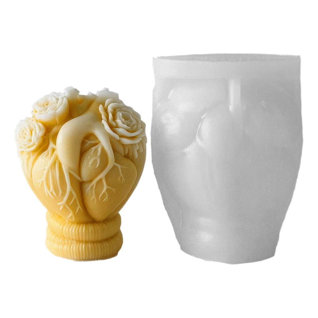 Wielofunkcyjny Świecznik w Kształcie Serca Wytrzymała Forma Silikonowa do Odlewu Gipsowego na Elegancką Dekorację Domu, Wesela i Uroczystości