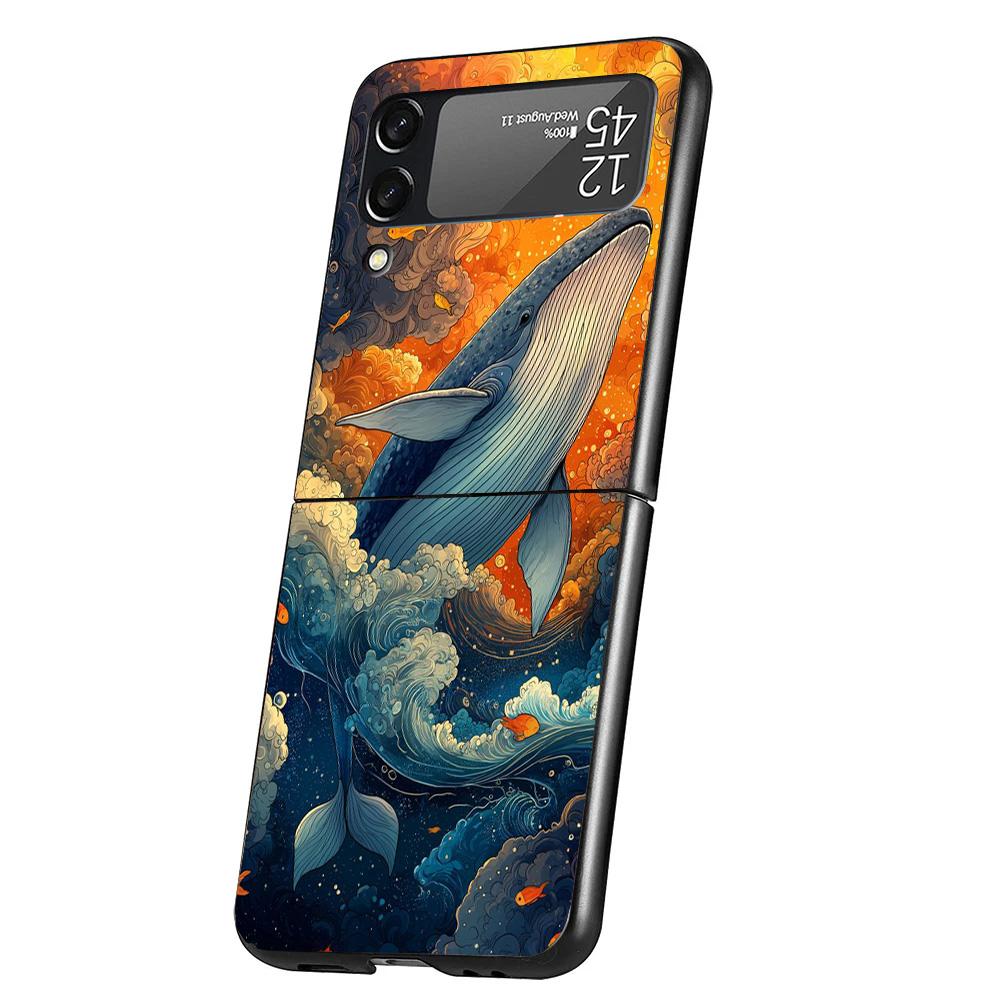 Humpback Whale Sea Giant Cover Phone Case For Samsung Galaxy Z Flip 7 6 5 4 3 5G Flip7 Flip6 Flip5 Flip4 Flip3 Black Fundas Shel