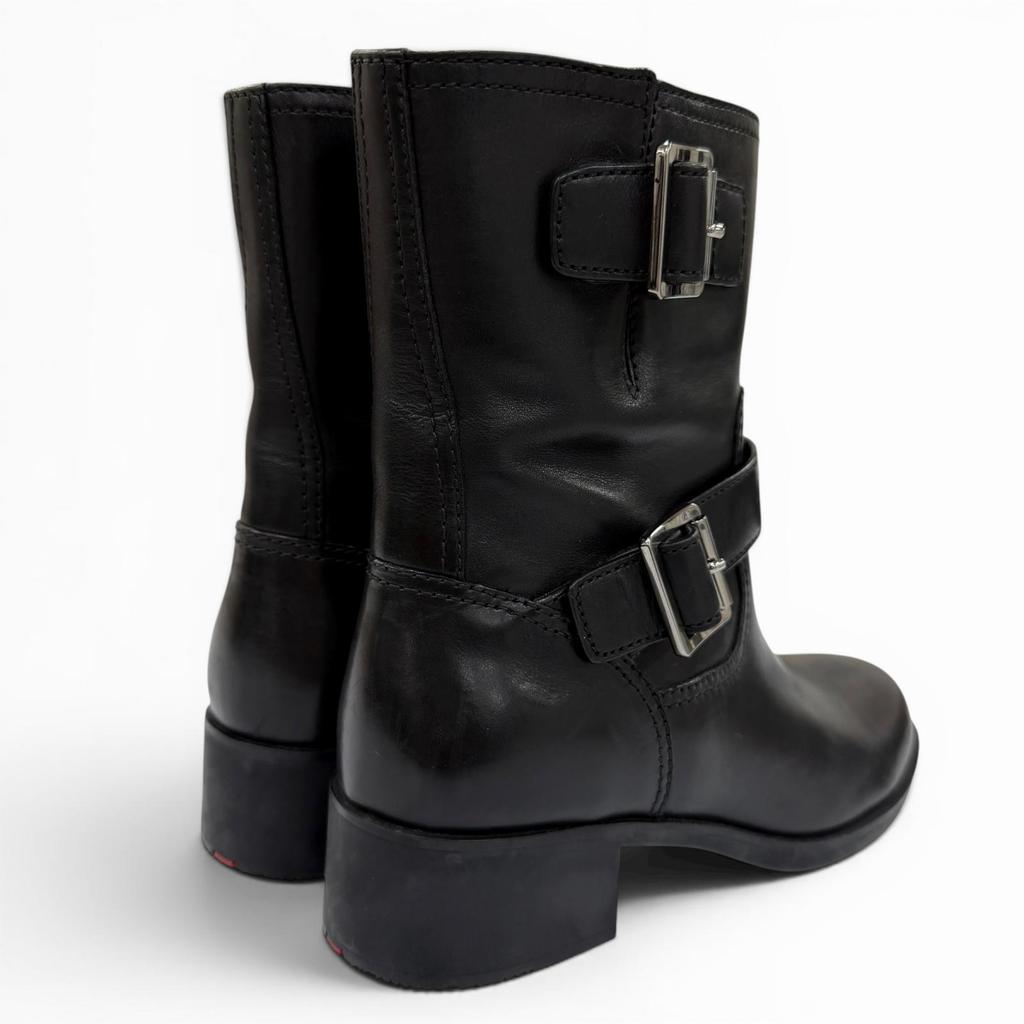 Great PRADA short boots Belt-design leather biker boots, engineer boots, 35.5 Used