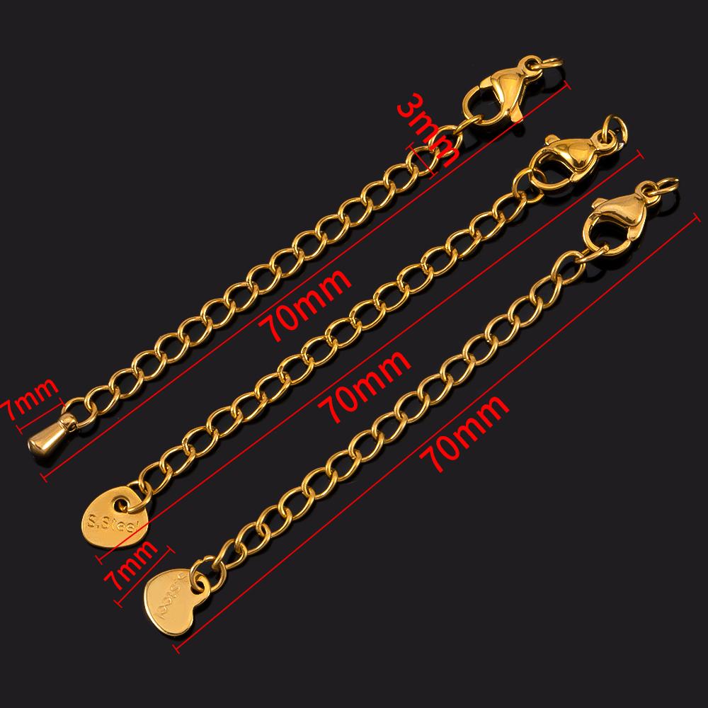 5pcs Extension Tail Chain with Lobster Clasps Stainless Steels Extended Chain for DIY Bracelet Necklace Connector Jewelry Making