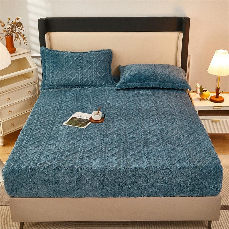 Gaoke Heavy Tafu Fleece Fitted Sheet, Bedcover, Single Piece Cotton Clip Mattress Protective Cover, Winter Fitted Sheet, Single Piece
