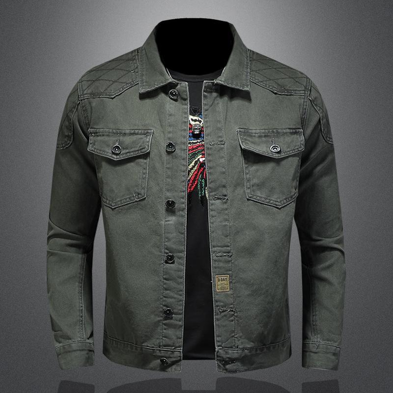 Nuova Giacca Cargo Casual da Uomo Trendy Vestibilità Larga Revers Vintage Elegante Cappotto in Pelle JK730