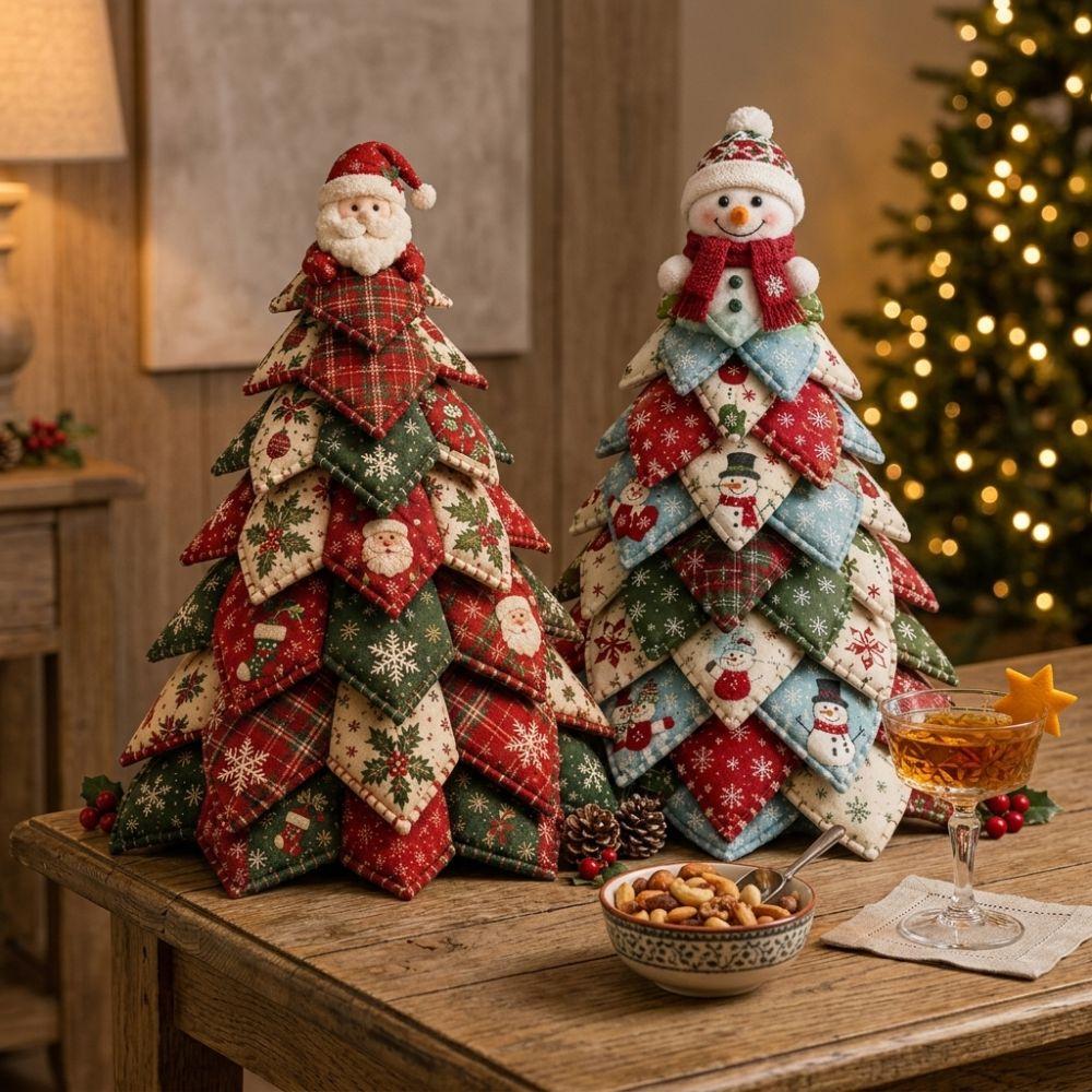 Anfängerfreundlicher Stoffflickenteppich Weihnachtsbaum 3D Tischdeko Weihnachts-Nähset Heim-Weihnachtsdekoration