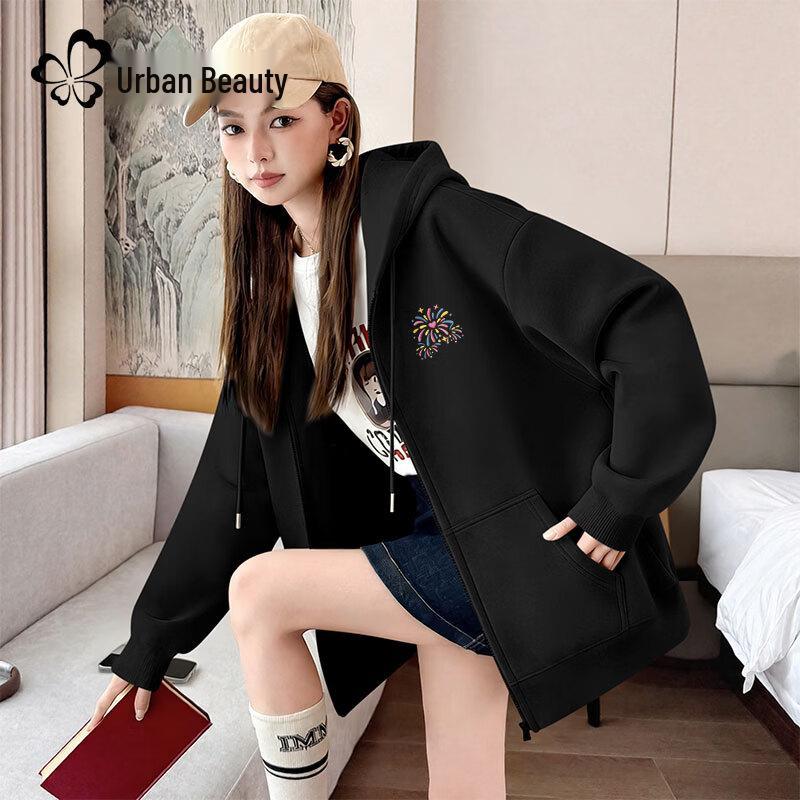 Women s Versatile Hooded Zip-Up Sweatshirt S