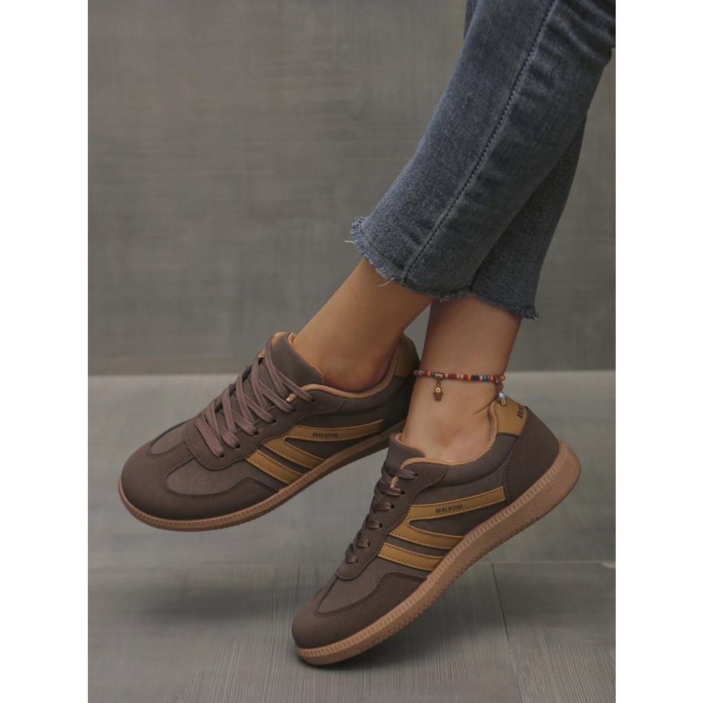 30 Color Women's Plus Size German Training Shoes Sports Shoes, Retro Color Blocked Flat Sole Shoes for Women