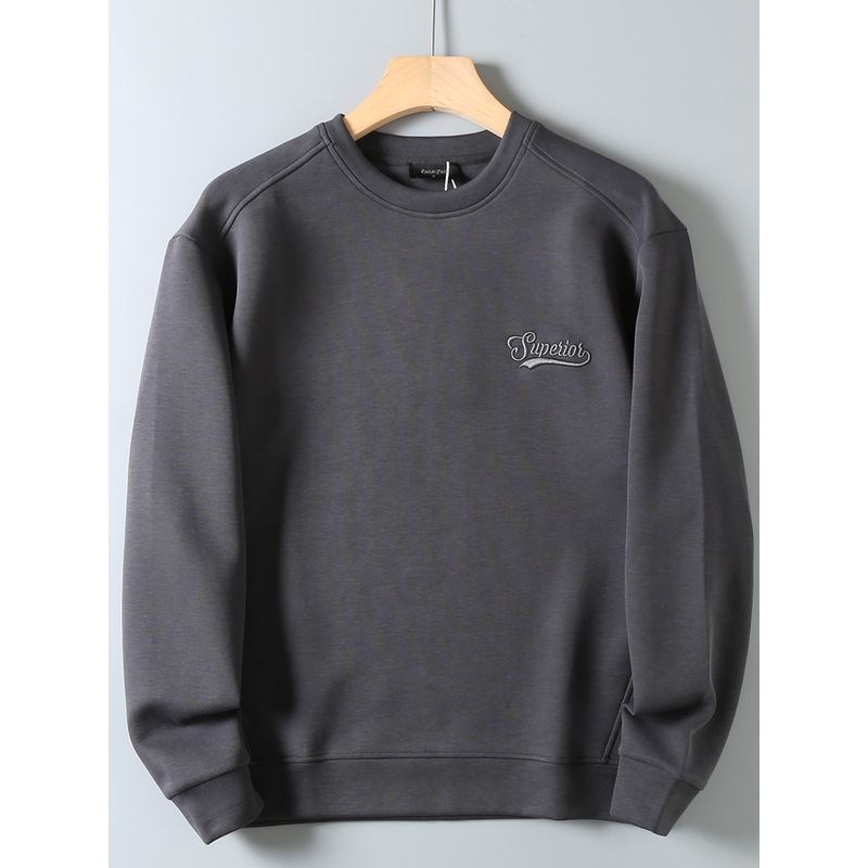 Original Foreign Trade Quality Space Cotton Odm Company Product Autumn and Winter Round Neck Casual Solid Color Pullover Sweatshirt for Men