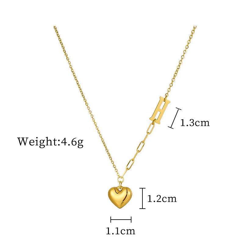 Letter H Love Personality Minimalist Furnace Real Gold Necklace Female Collarbone Chain With