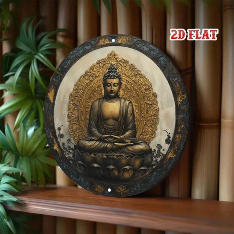 Arte da Parete in Metallo di Alluminio Buddha Meditazione Vintage per Arredamento Casa Caffè