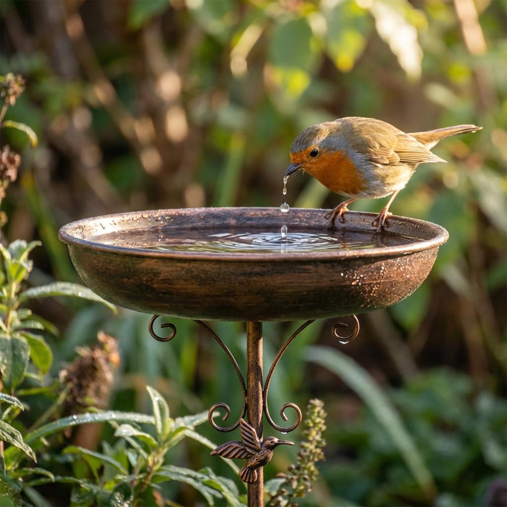 Vintage Iron Bird Bath & Feeder - 2-in-1 Outdoor Garden Decor For Birds