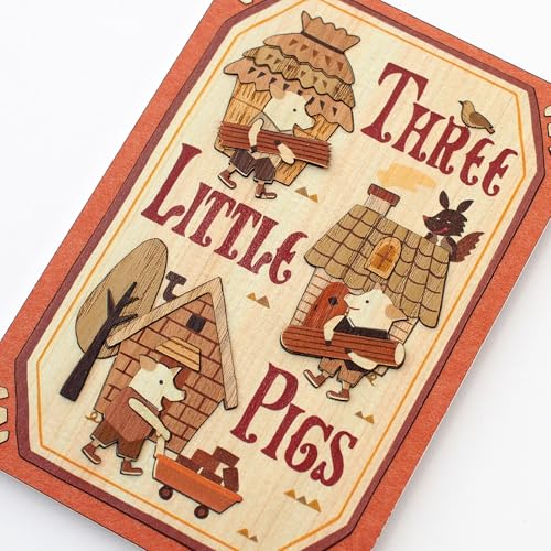 KINOWA "The Three Little Pigs" Woodcut Original Handmade Kit, Fairy Tale, Grimm's Fairy Tale, Made In Japan