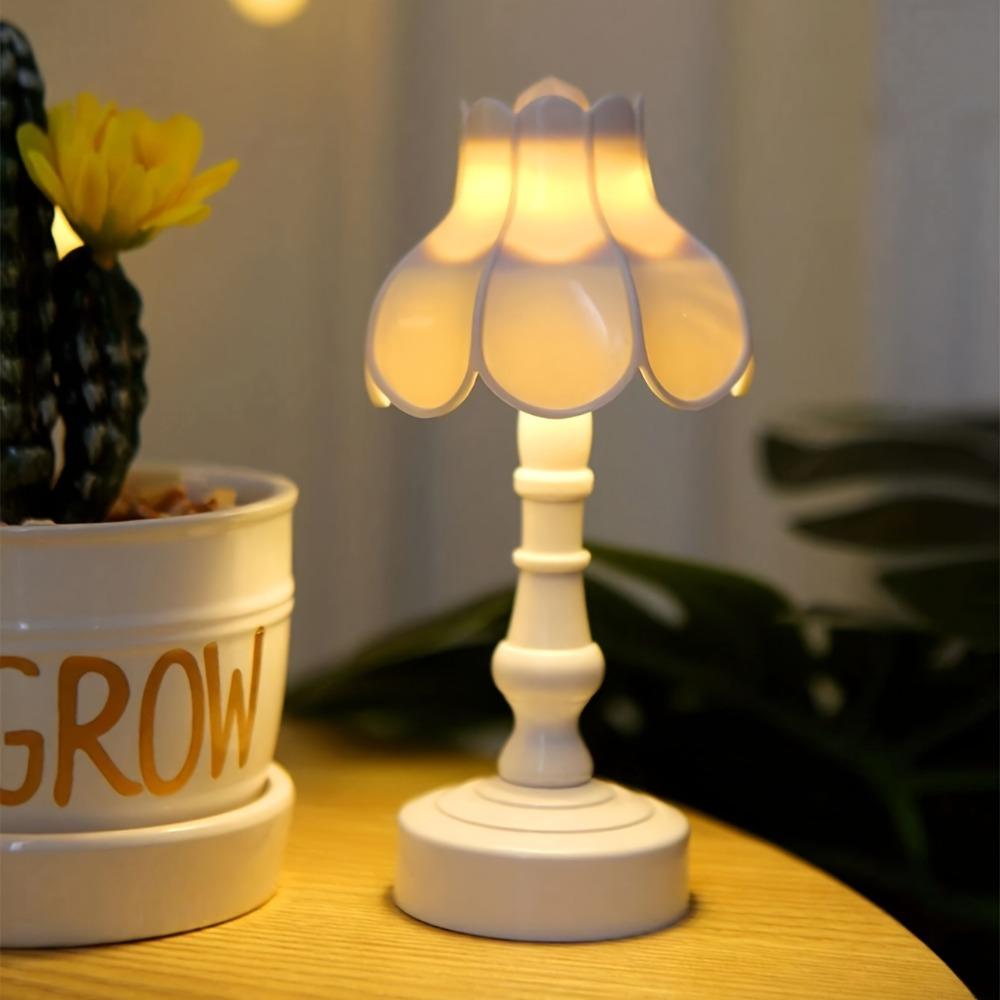 Dollhouse Miniature Flower Bud LED Table Lamps Simple Bedside Lamp Mini Night Light Home Decor