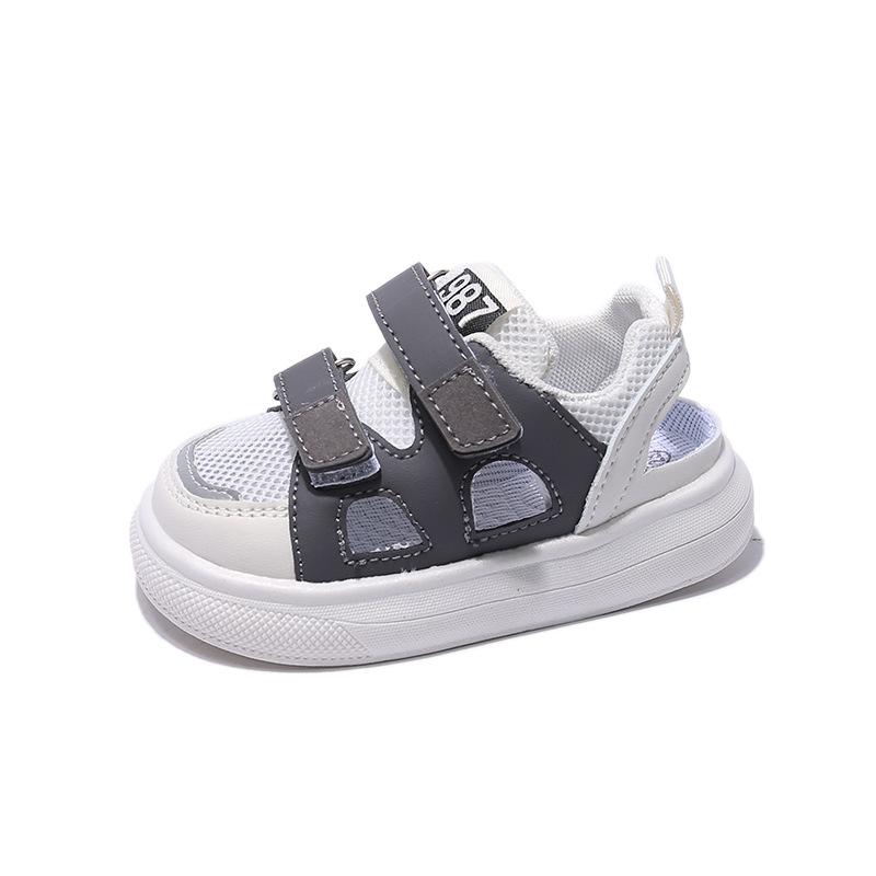Children's summer half-sandals, non-slip soft-soled toddler shoes, breathable mesh baby shoes for boys and girls, frame shoes