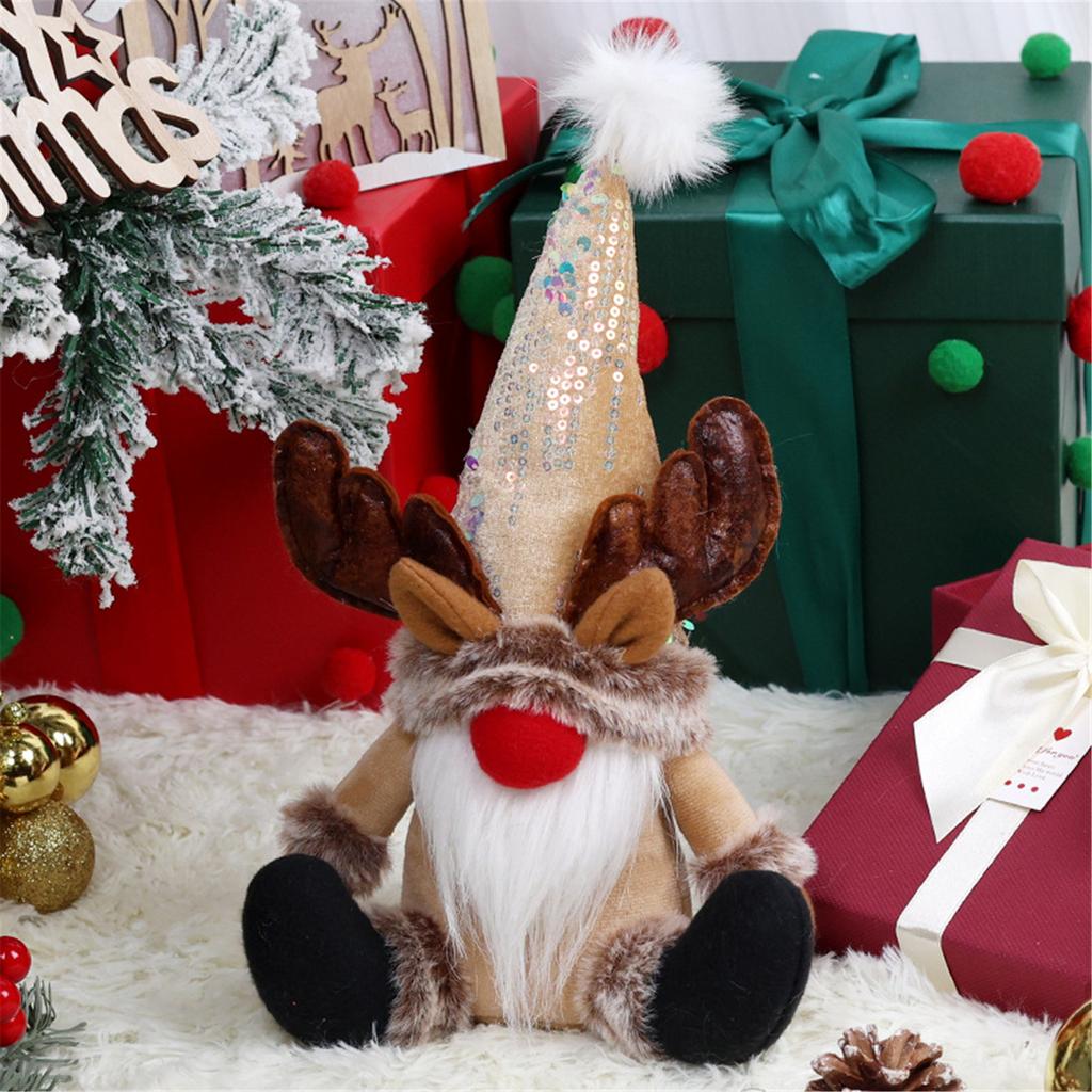 Christmas Plush Santa Gnomes Figurine with Long Hat Handcraft Stuffed Dolls for Holiday Party Decors Table Ornament