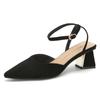 Fashion Sandals for Woman Chunky Pointed Toe Footwear Closed Summer 2025 Thick Heel Block High Heels Heeled Pumps Women's Shoes