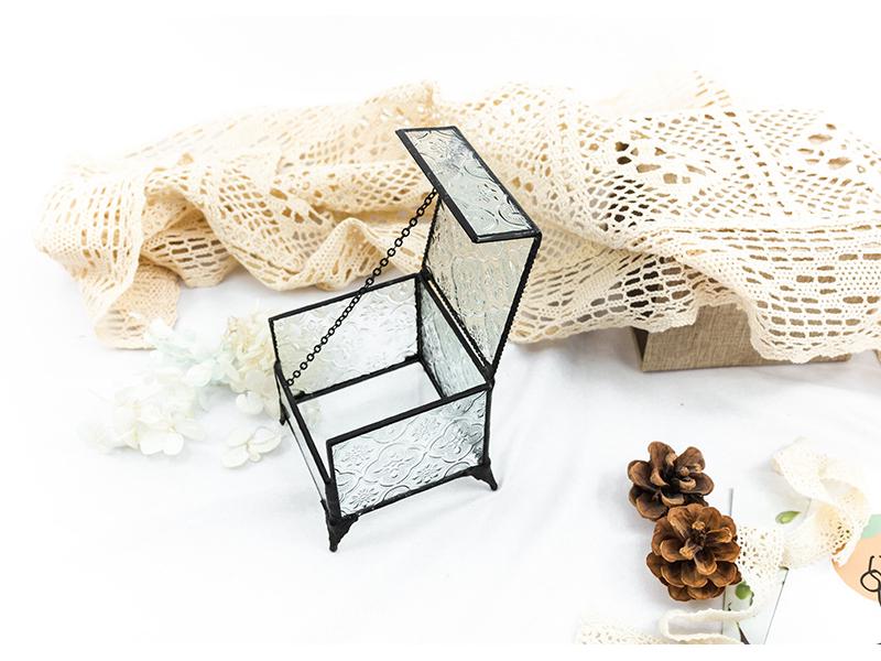 Retro Glass Jewelry Box for Rings, Earrings, and Wedding Decor