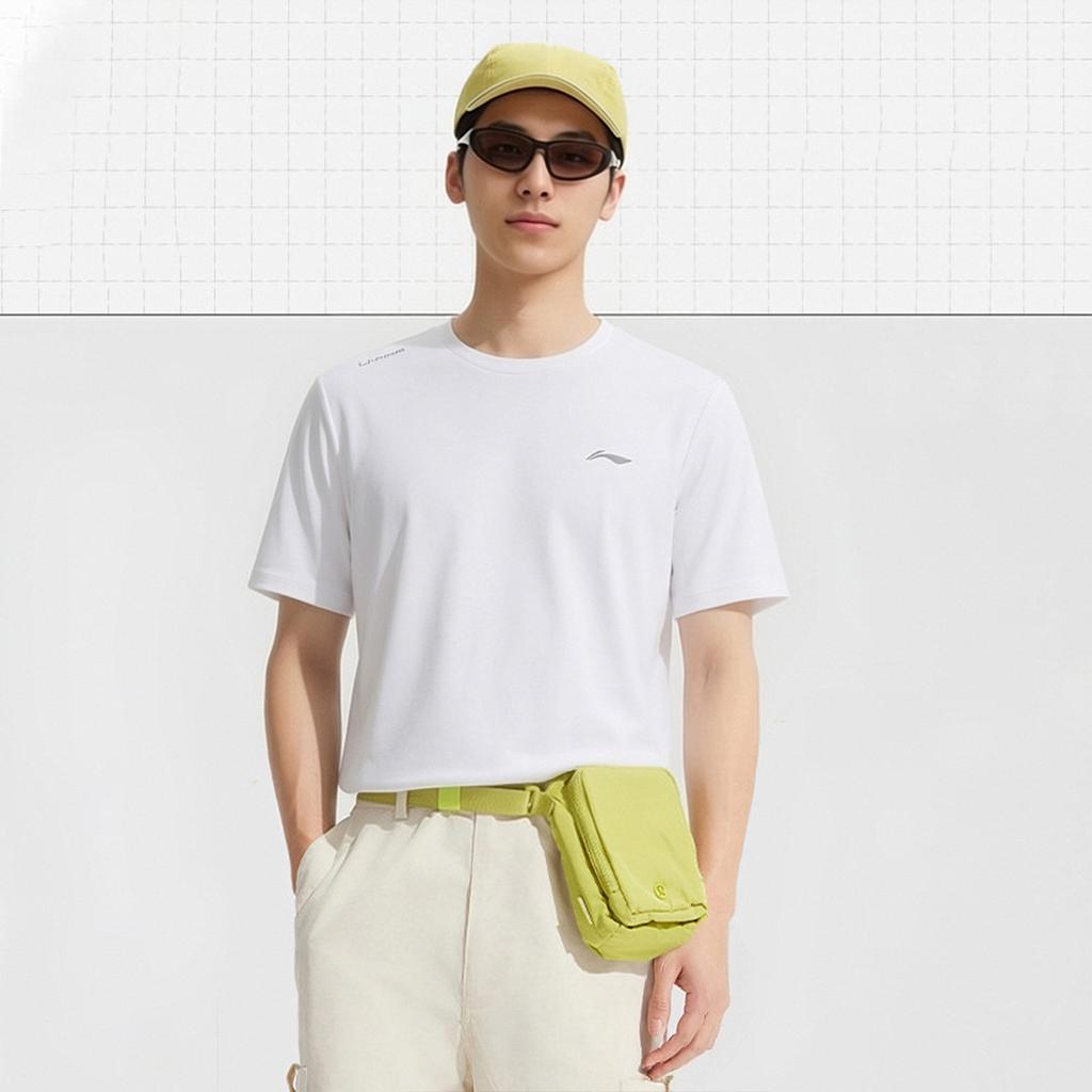Li-Ning Fashionable Breathable Comfortable Short Sleeve T-Shirt Men tops White ATSW831-2