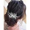 Yean Bride Leaf Bridal Hair Comb Pearl Wedding Hair Piece Rhinestone Hair Accessories for Women and Girls (Silver)