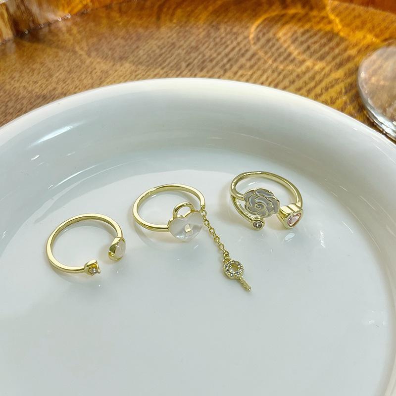 Stylish And Delicate Womens Ring Featuring Elegant Camellia And Opal Shimmering