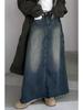European & American Plus Size Gradient Denim Slimming Skirt - Trendy Autumn/Winter Women's Street Fashion