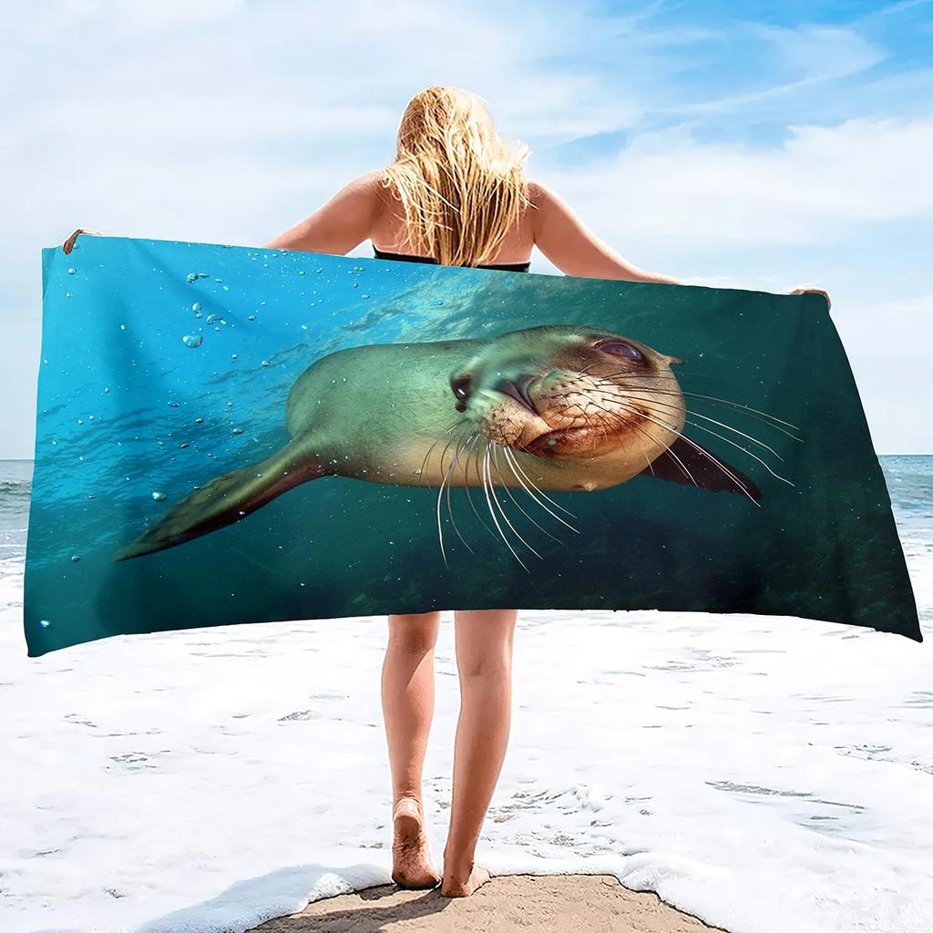 Asciugamano da Spiaggia Leone Marino Asciugamano da Bagno Asciugamano Morbido per Piscina Sottile e Asciugatura Rapida Asciugamano Senza Sabbia, Asciugamani per Piscina Nuoto Bagno Viaggio