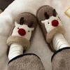 Shoes for Women Christmas Fluffy Fur Slipper Women Winter Warm Plush Home Slippers Flat Cute Slippers Men Women Couples Slippers