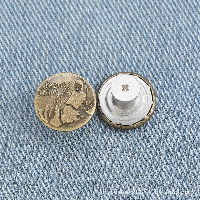 Adjustable No-Sew Detachable Metal Jeans Buttons – Flat Bottom, Nail-Free, Resizes Waistbands Effortlessly