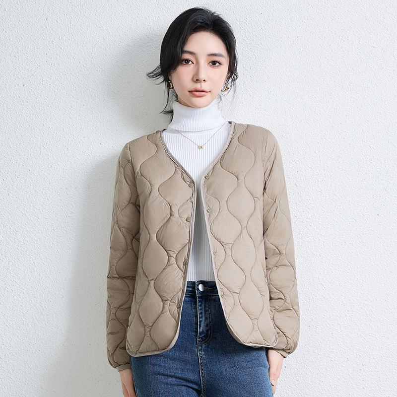 Women's Cotton V-Neck Jacket: Warm, Long-Sleeve Base Layer for Autumn/Winter, Socialite Style, Versatile Outerwear.