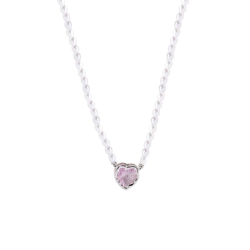 Pink Zircon & Baroque Pearl Necklace - Light Luxury Clavicle Jewelry 