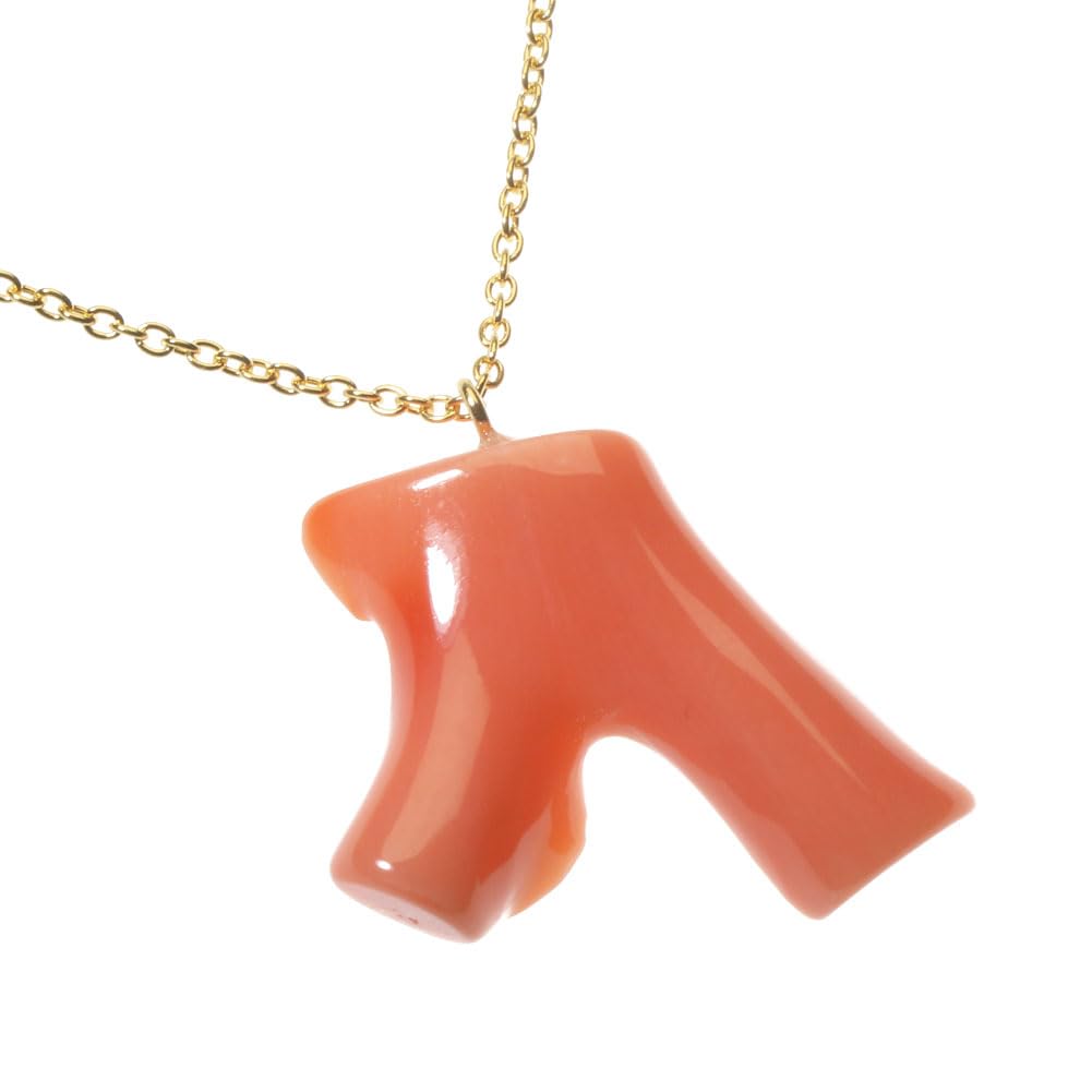 Undyed pink garnet coral branch pendant necklace.