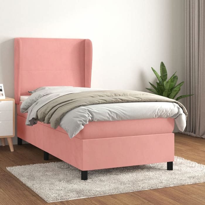 3129062 vidaXL Lit à sommier tapissier et matelas Rose 80x200 cm Velours